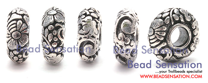 Trollbeads Limited Edition China Silver Clouds and Flower