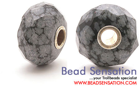 Trollbeads Limited Edition Gemstone Faceted Snowflake Obsidian